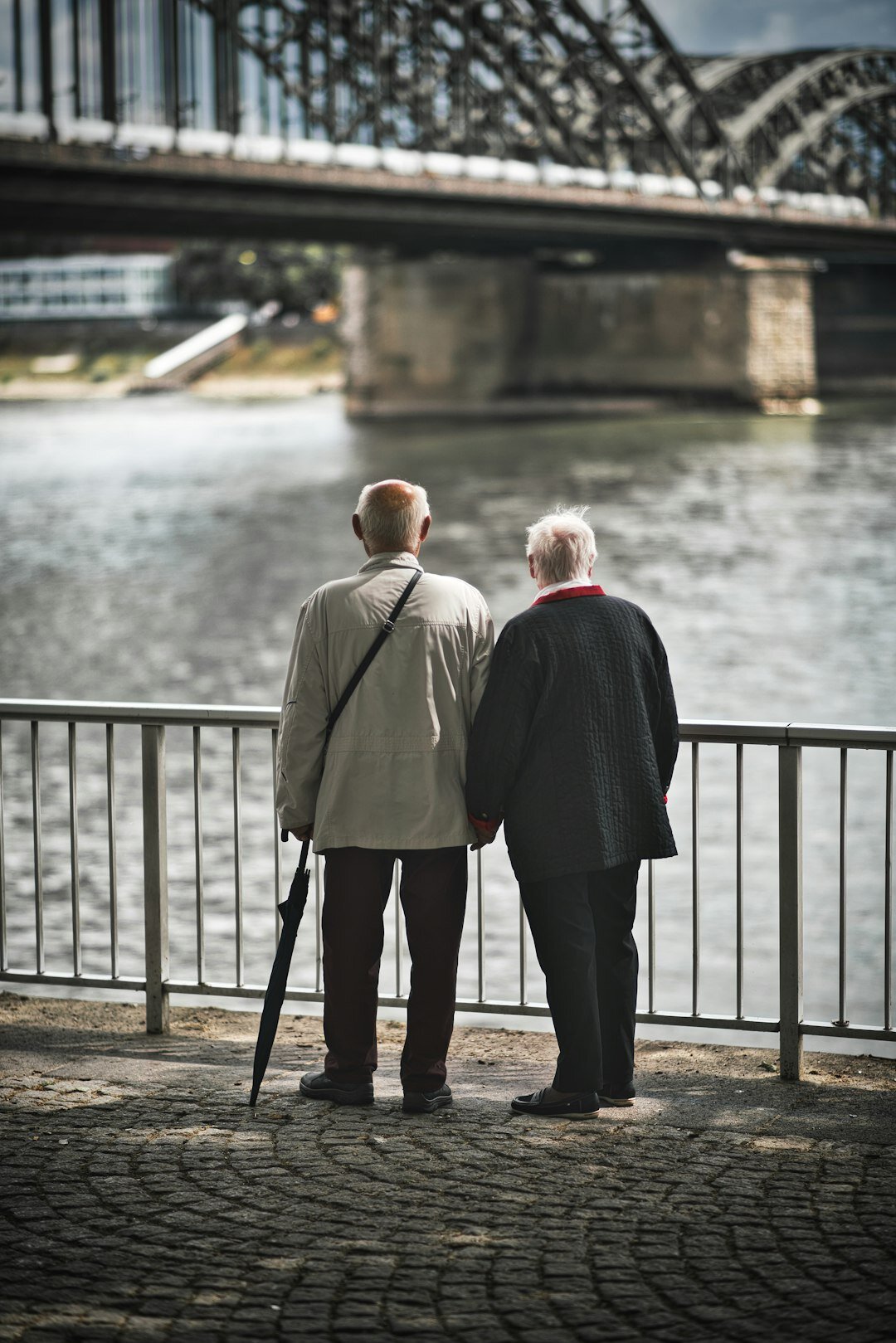 elderly people walking together